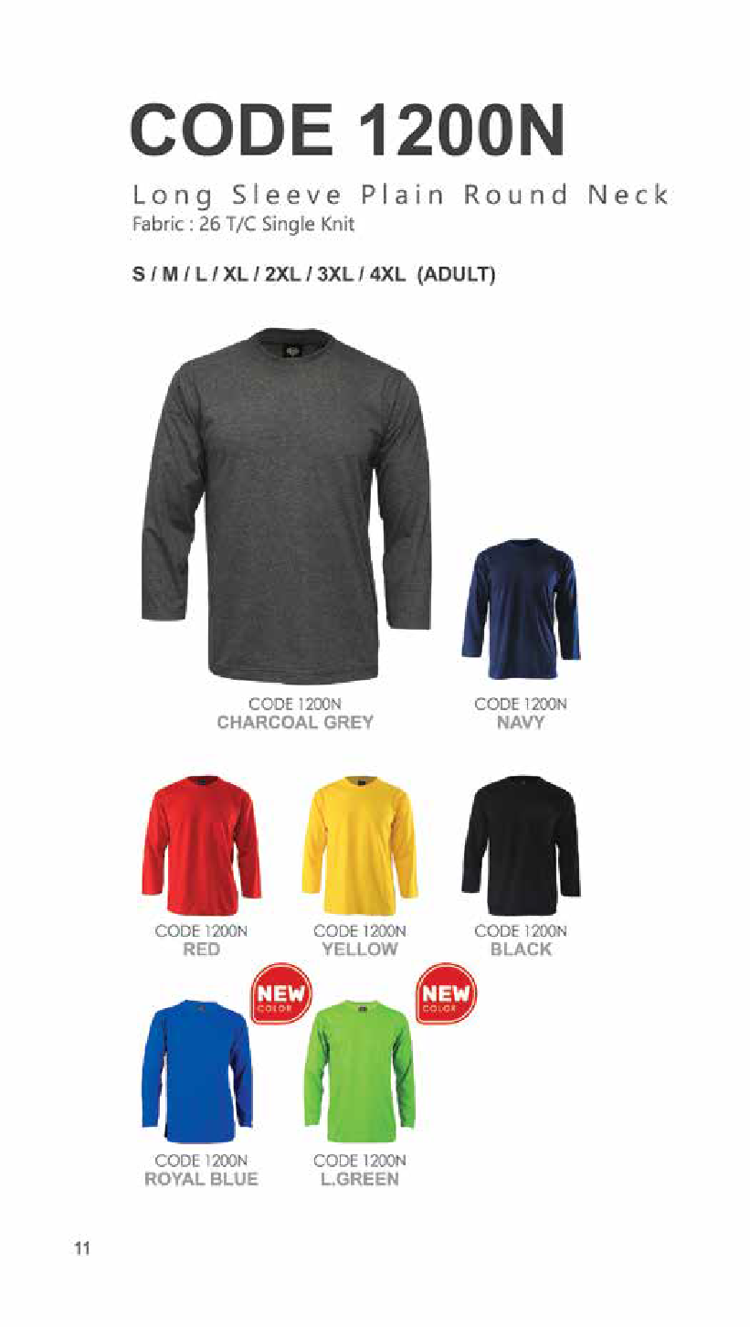 Enzo - 1200N Long Sleeve Plain Round Neck